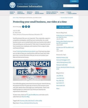 米連邦取引委員会、中小企業向けサイバー脅威対策動画情報を公開