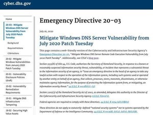 米国土安全保障省、Windows DNSサーバの脆弱性に対し緊急指令発令