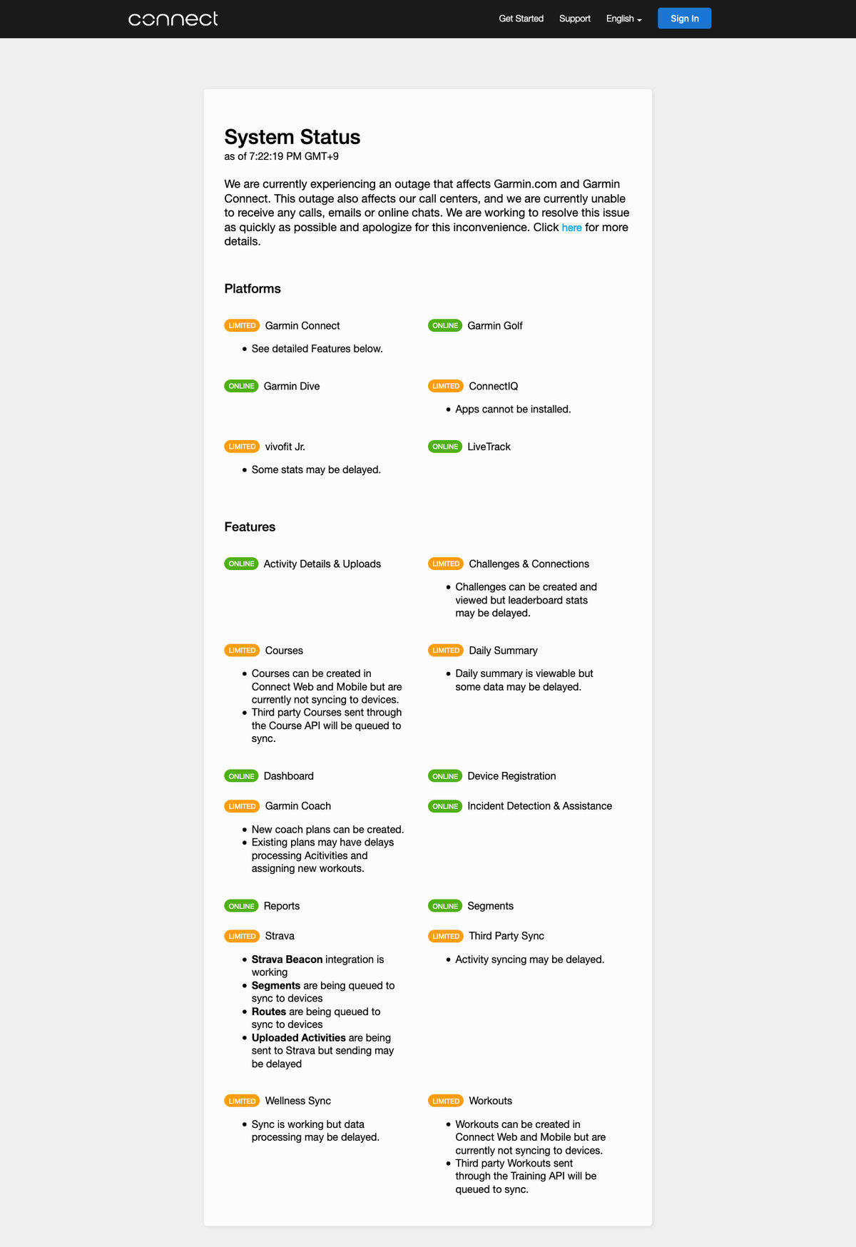 Garmin Connect｜Status