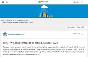 Microsoft、SHA-1で署名されたWindowsコンテンツを8月3日に廃止