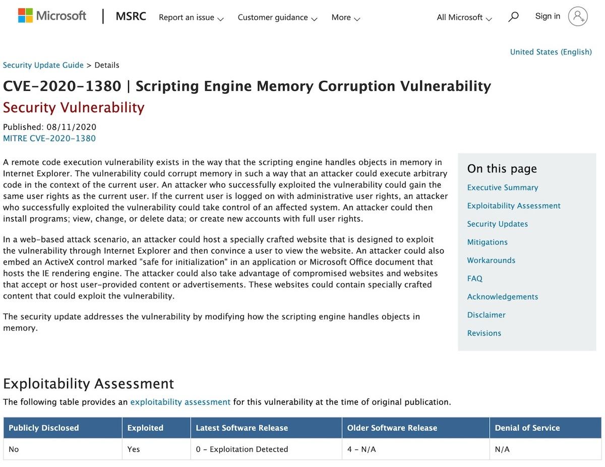 CVE-2020-1380｜Scripting Engine Memory Corruption Vulnerability