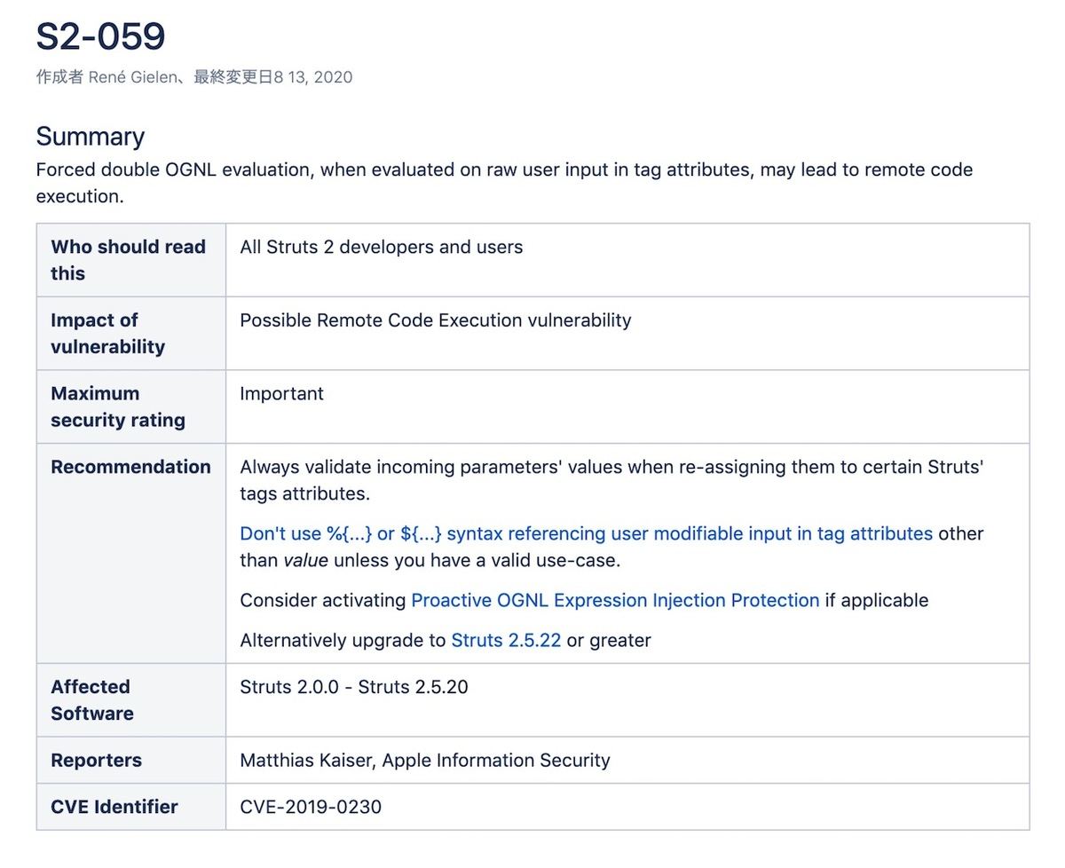 S2-059 - Apache Struts 2 Wiki - Apache Software Foundation