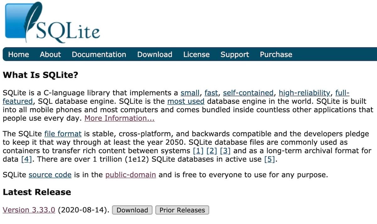 SQLite is a self-contained、high-reliability、embedded、full-featured、public-domain、SQL database engine.