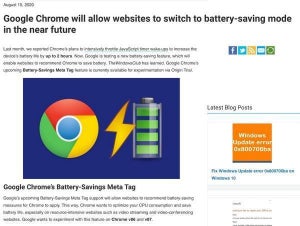 Google Chrome、Webサイトをバッテリー節約モードにするメタタグ計画中