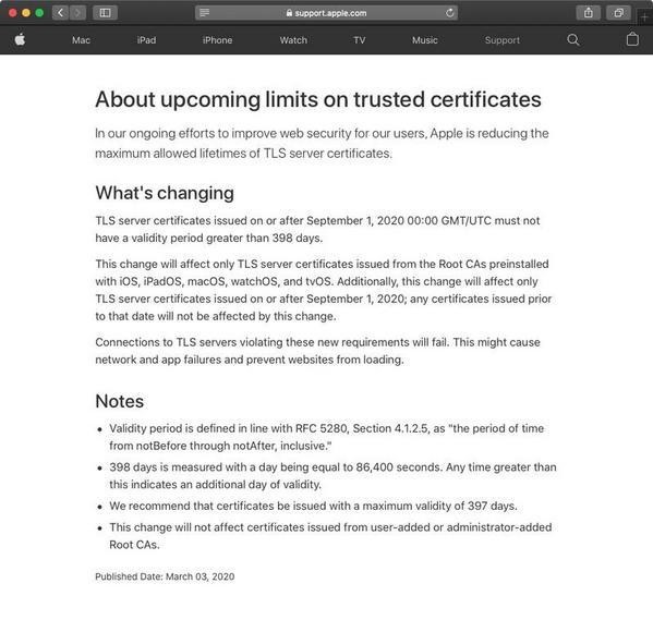 About upcoming limits on trusted certificates - Apple Support