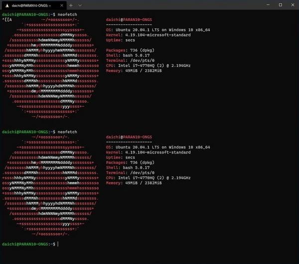 WSL2で動作するUbuntu 20.04 LTS