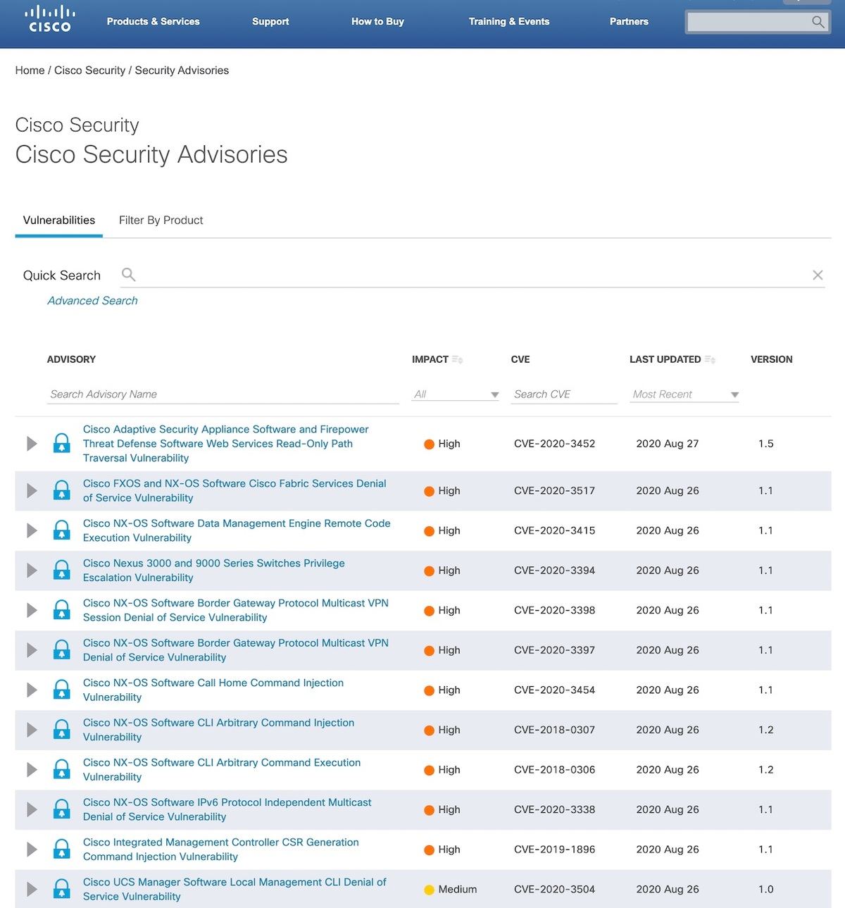 Cisco Security Advisories