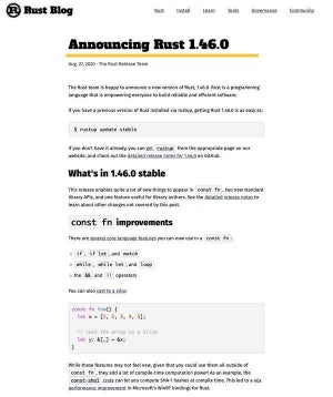 Rust 1.46.0登場、const fnの機能を拡大