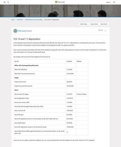 Microsoft、TLS 1.0/1.1廃止日一覧を公開