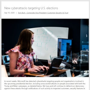 Microsoft、米大統領選の関係者を狙うサイバー攻撃を報告