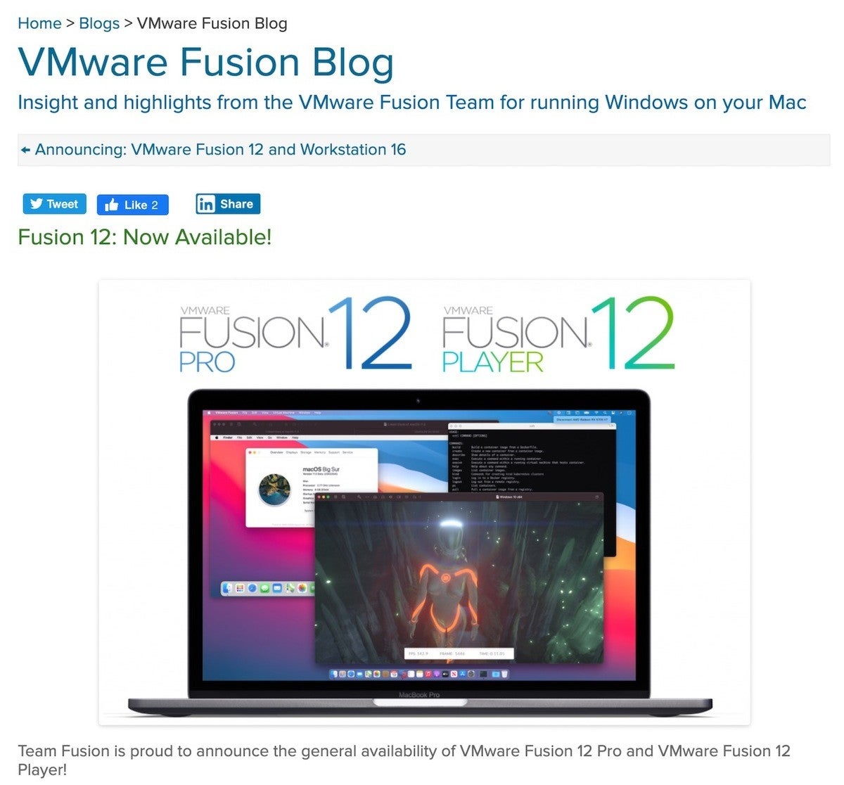 VMware Fusion 12リリース、個人であれば無償利用が可能に | TECH+（テックプラス）