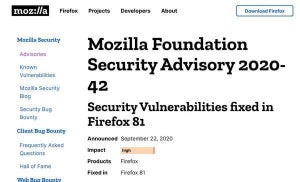 Mozilla Foundation、Firefoxのセキュリティアップデートをリリース