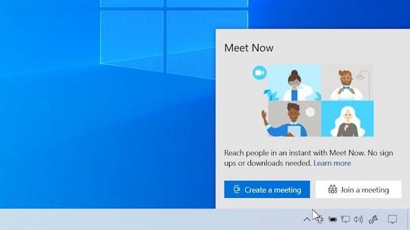 システムトレイにMeet Nowのアイコンが追加されている - 資料: Microsoft提供