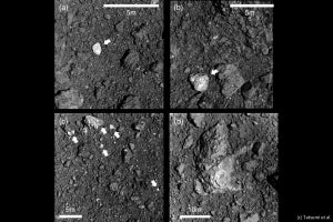 小惑星リュウグウ表面の岩塊から浮かび上がったS型小惑星との衝突の痕跡