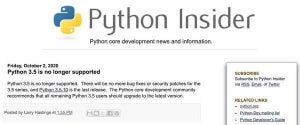 Python 3.5、2020年9月末日をもってサポート終了