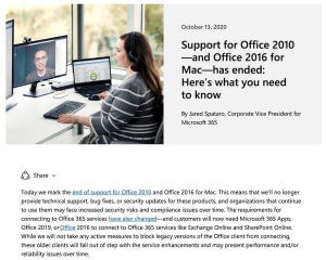 Microsoft、Office 2010およびOffice 2016 for Macのサポートを終了