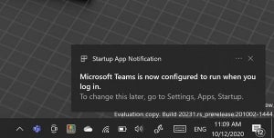 Windows 10 21H1ではスタートアッププログラムの追加で通知が表示