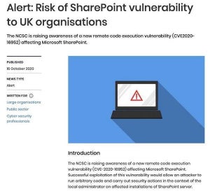 Microsoft SharePointのリモートコード実行の脆弱性に注意喚起 - 英NCSC
