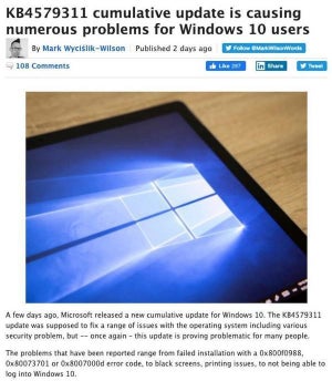 Windows 10の累積アップデートKB4579311は問題アリ？ 多くのユーザーが報告