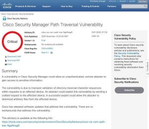 Cisco Security Managerに複数の脆弱性、早急にアップデートを