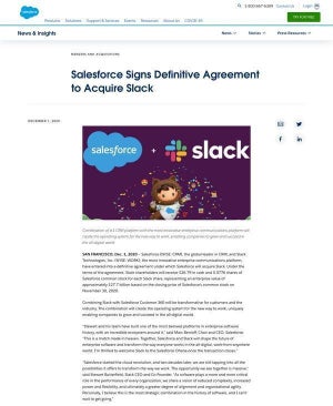 Salesforce、Slackを277億ドルで買収へ