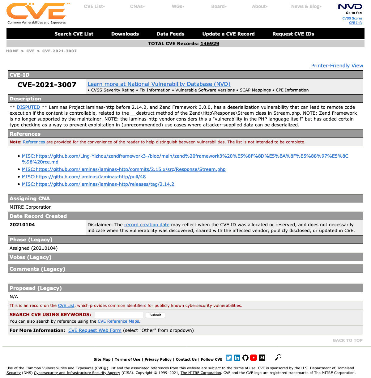 CVE - CVE-2021-3007