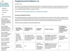 CISA、SolarWindsの侵害に関する緊急指令21-01の補足ガイダンスを再び更新