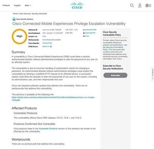 シスコの複数の製品に脆弱性、中小企業向けルータなど