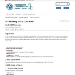 Reolinkのネットワーク IP カメラに映像アクセスにつながる脆弱性、アップデートを