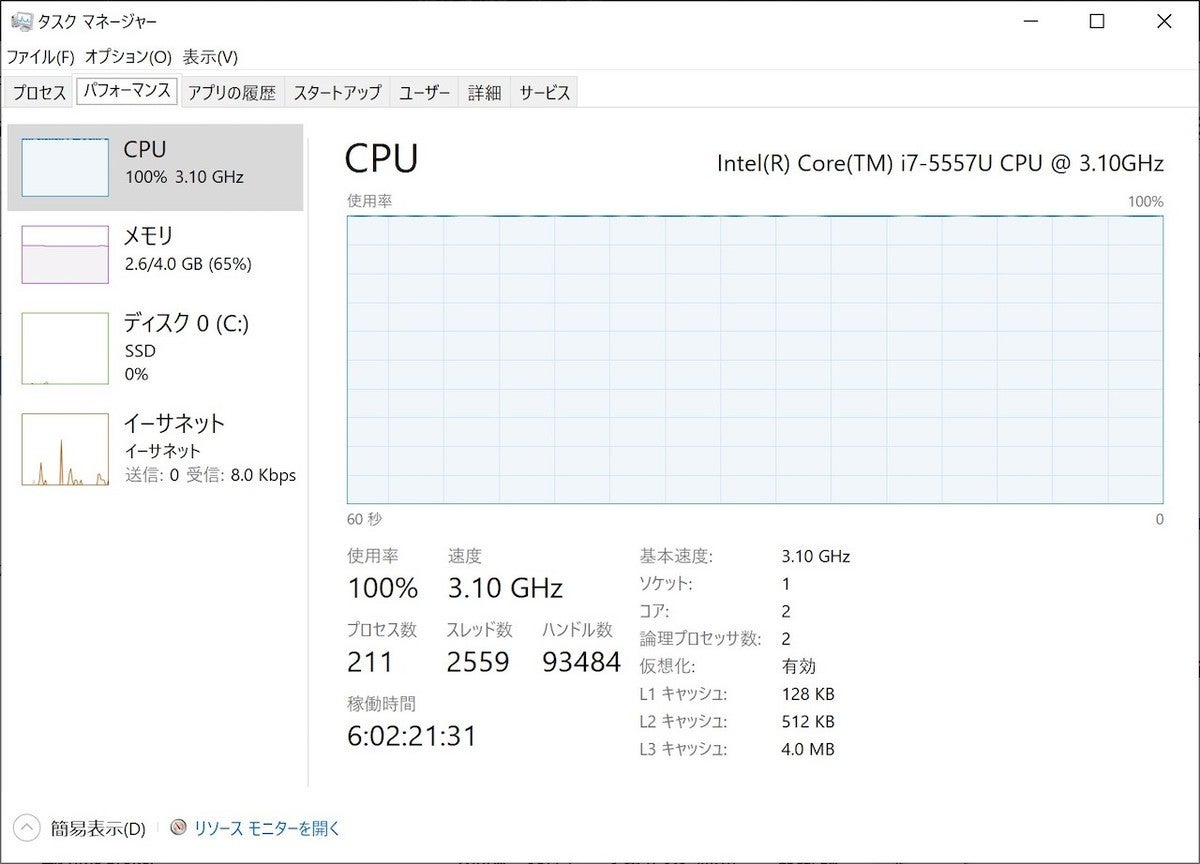 時々メモ帳がcpu使用率を占有します