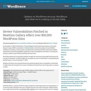 WordPressの人気プラグインに緊急の脆弱性、80万サイトが影響