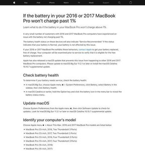 Apple、MacBookのバッテリーが1%以上充電されない時の対処法公開