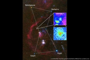 アルマ望遠鏡、電波観測でオリオン座の分子雲コア内に星の種を複数発見