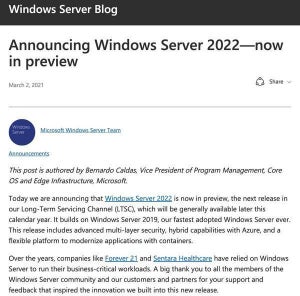 Windows Server 2022がプレビュー段階突入、セキュリティ機能など向上