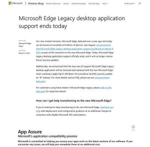 Microsoft Edgeレガシー、3月9日でサポート終了