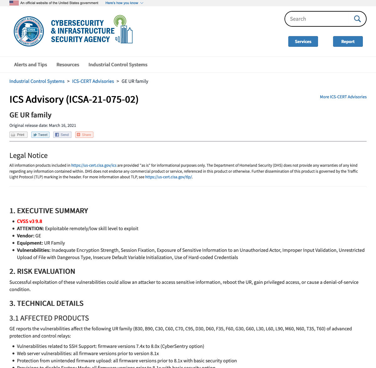 GE UR family｜CISA