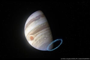ESO、アルマ望遠鏡により木星極域の成層圏で時速約1440kmの強風を発見