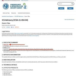 Ovarro TBoxシリーズに脆弱性、アップデートを