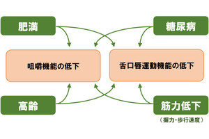 肥満や糖尿病がある人は口腔機能が低下するリスクが高いことを阪大が確認