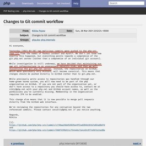 PHPリポジトリに悪意あるコード仕込まれる、gitサーバ停止