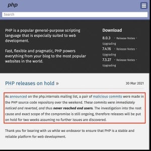 PHP、悪意ある攻撃を受けて2週間のリリース保留を決定