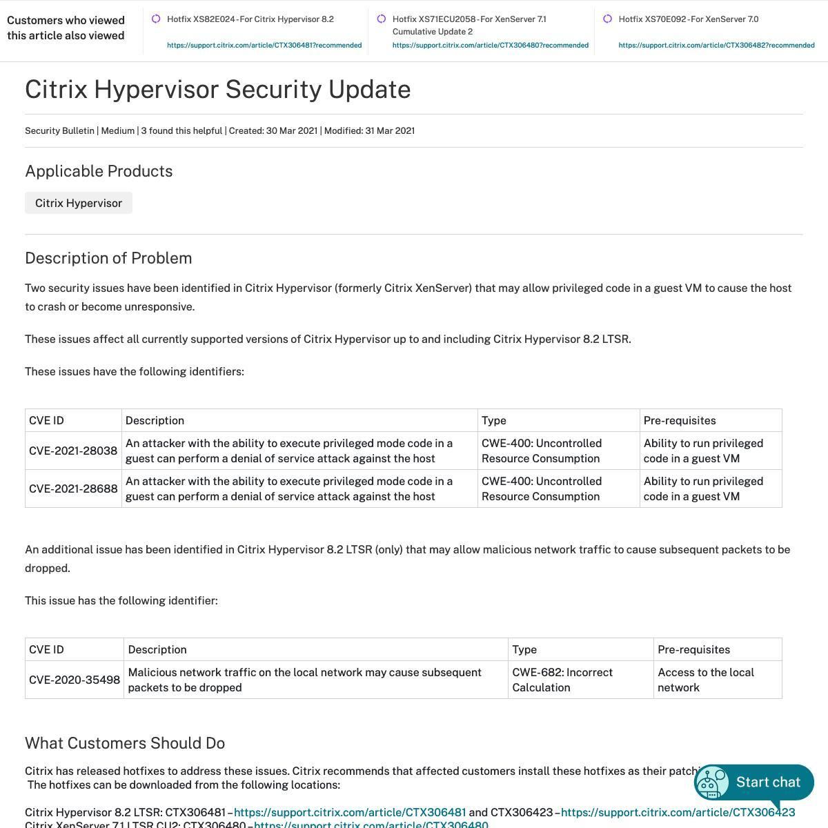 Citrix Hypervisor Security Update