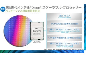 Intel、1-2ソケット向け第3世代Xeon Scalable Processorを発表