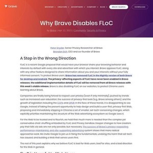 Google ChromeのFLoCに逆風、BraveもVivaldiもFLoCは使わないと明言