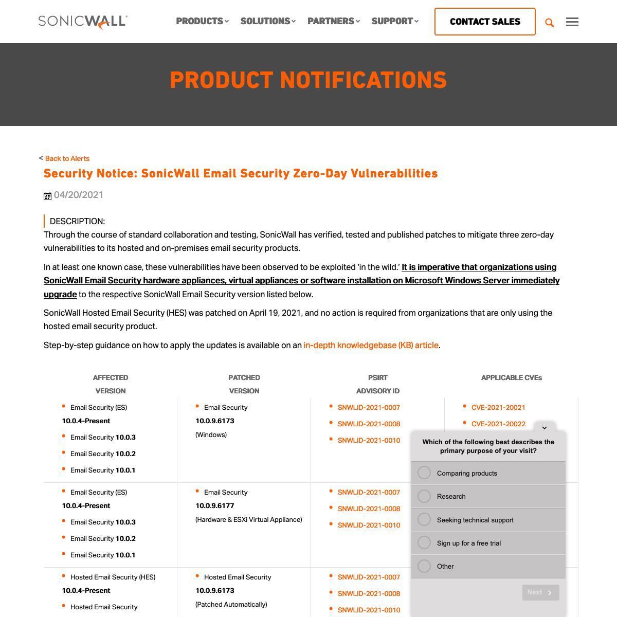 SonicWall Releases Patches for Email Security Products｜CISA