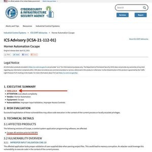 Horner Automation Cscapeに脆弱性、アップデートを