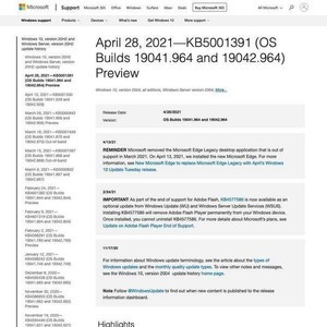 Windows10 アップデートKB5001391は問題発生せず、パフォーマンス向上