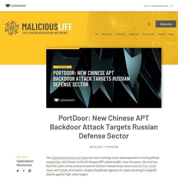 PortDoor: New Chinese APT Backdoor Attack Targets Russian Defense Sector