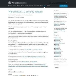 WordPressに緊急の脆弱性、直ちにアップデートを